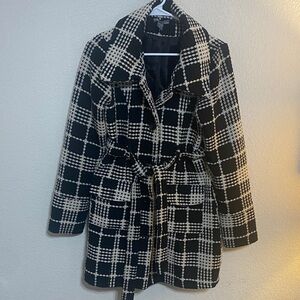 Poetry Black and Gray Plaid Coat